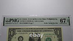 $1 2003 Radar Serial Number Federal Reserve Currency Bank Note Bill PMG UNC67EPQ