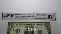 $1 2003 Radar Serial Number Federal Reserve Currency Bank Note Bill PMG UNC67EPQ