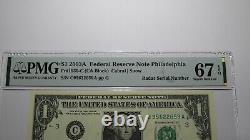 $1 2003 Radar Serial Number Federal Reserve Currency Bank Note Bill PMG UNC67EPQ