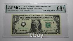 $1 2003 Radar Serial Number Federal Reserve Currency Bank Note Bill PMG UNC68EPQ
