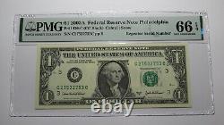 $1 2003 Repeater Serial Number Federal Reserve Currency Bank Note Bill PMG UNC66