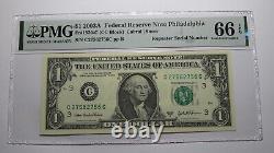 $1 2003 Repeater Serial Number Federal Reserve Currency Bank Note Bill PMG UNC66