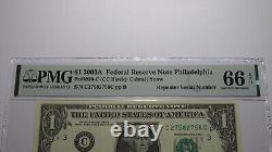 $1 2003 Repeater Serial Number Federal Reserve Currency Bank Note Bill PMG UNC66