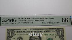 $1 2003 Repeater Serial Number Federal Reserve Currency Bank Note Bill PMG UNC66