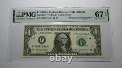 $1 2003 Repeater Serial Number Federal Reserve Currency Bank Note Bill PMG UNC67