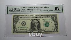 $1 2003 Repeater Serial Number Federal Reserve Currency Bank Note Bill PMG UNC67