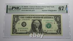 $1 2003 Repeater Serial Number Federal Reserve Currency Bank Note Bill PMG UNC67
