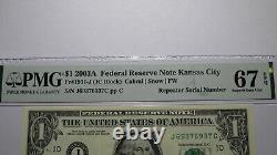 $1 2003 Repeater Serial Number Federal Reserve Currency Bank Note Bill PMG UNC67