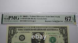 $1 2003 Repeater Serial Number Federal Reserve Currency Bank Note Bill PMG UNC67