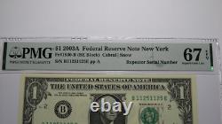 $1 2003 Repeater Serial Number Federal Reserve Currency Bank Note Bill PMG UNC67