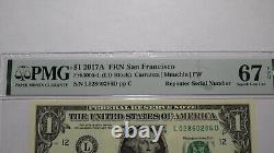 $1 2017A Repeater Serial Number Federal Reserve Currency Bank Note Bill UNC67EPQ