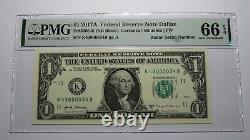 $1 2017 Radar Serial Number Federal Reserve Currency Bank Note Bill PMG UNC66EPQ