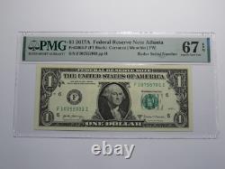 $1 2017 Radar Serial Number Federal Reserve Currency Bank Note Bill PMG UNC67EPQ