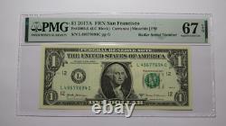 $1 2017 Radar Serial Number Federal Reserve Currency Bank Note Bill PMG UNC67EPQ