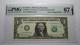 $1 2017 Radar Serial Number Federal Reserve Currency Bank Note Bill Pmg Unc67epq