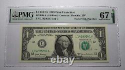$1 2017 Radar Serial Number Federal Reserve Currency Bank Note Bill PMG UNC67EPQ