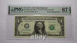 $1 2017 Radar Serial Number Federal Reserve Currency Bank Note Bill PMG UNC67EPQ