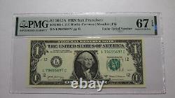 $1 2017 Radar Serial Number Federal Reserve Currency Bank Note Bill PMG UNC67EPQ