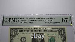 $1 2017 Radar Serial Number Federal Reserve Currency Bank Note Bill PMG UNC67EPQ