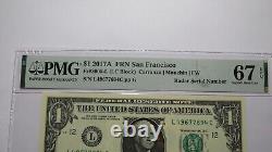 $1 2017 Radar Serial Number Federal Reserve Currency Bank Note Bill PMG UNC67EPQ
