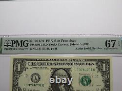 $1 2017 Radar Serial Number Federal Reserve Currency Bank Note Bill PMG UNC67EPQ