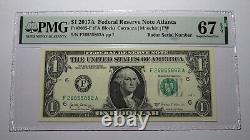 $1 2017 Radar Serial Number Federal Reserve Currency Bank Note Bill! PMG UNC67