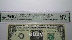 $1 2017 Radar Serial Number Federal Reserve Currency Bank Note Bill! PMG UNC67