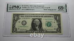 $1 2017 Radar Serial Number Federal Reserve Currency Bank Note Bill PMG UNC69EPQ