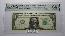 $1 2017 Repeater Serial Number Federal Reserve Currency Bank Note Bill PMG UNC66