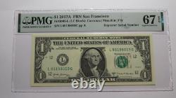 $1 2017 Repeater Serial Number Federal Reserve Currency Bank Note Bill PMG UNC67