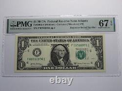 $1 2017 Repeater Serial Number Federal Reserve Currency Bank Note Bill PMG UNC67