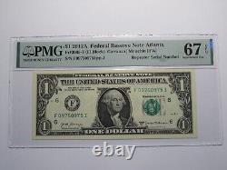 $1 2017 Repeater Serial Number Federal Reserve Currency Bank Note Bill PMG UNC67