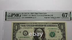 $1 2017 Repeater Serial Number Federal Reserve Currency Bank Note Bill PMG UNC67