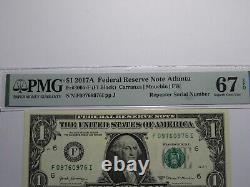 $1 2017 Repeater Serial Number Federal Reserve Currency Bank Note Bill PMG UNC67