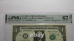 $1 2017 Repeater Serial Number Federal Reserve Currency Bank Note Bill PMG UNC67