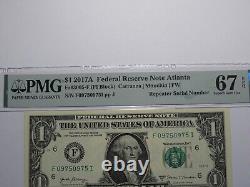 $1 2017 Repeater Serial Number Federal Reserve Currency Bank Note Bill PMG UNC67