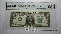 $1 2017 Repeater Serial Number Federal Reserve Currency Bank Note Bill PMG UNC68