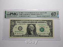 $1 2021 Repeater Serial Number Federal Reserve Currency Bank Note Bill PMG UNC67