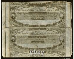 $1-$2 1860's Newport Rhode Island Obsolete Currency Uncut Sheet Bank Notes UNC+