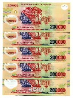 1 MILLION DONG BANKNOTE = 5 x 200,000 200000 DONG VIETNAM CURRENCY BANKNOTE UNC