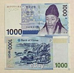 1 x 1,000 South Korean Won UNC Banknote = 1000 KRW (Korea Wan Currency Notes)