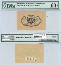 1st Issue 25 Cents Fractional Currency Specimen Fr 1282SP PMG Choice Unc-63 NET