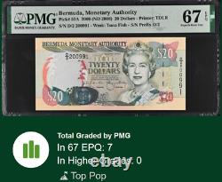 2000 Bermuda 20 Dollars P53A BANKNOTE CURRENCY UNC PMG 67 EPQ
