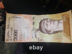 2000 Bolivares 2016 World Paper Money UNC Currency Bill