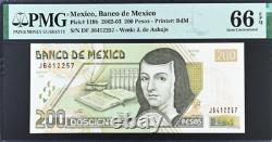 2002-03 Mexico 200 Pesos P119b BANKNOTE CURRENCY UNC PMG 66