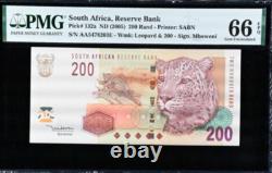 2005 South Africa 200 RAND P132a BANKNOTE CURRENCY UNC PMG 66 EPQ AA