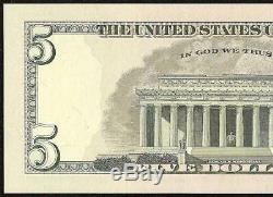 2006 $5 Dollar 1234567 Ladder Note Currency Paper Money Unc