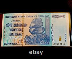 2008 100 TRILLION DOLLARS ZIMBABWE BANKNOTE AA Unc Note Currency