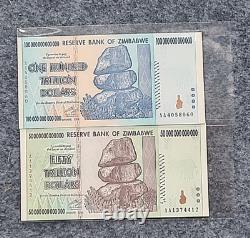 2008 Zimbabwe 50 100 Trillion Dollars Banknote Currency Uncirculated Unc