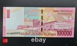 2010 Indonesia 100000 RUPIAH IDR BANKNOTE CURRENCY UNC S/N 999999